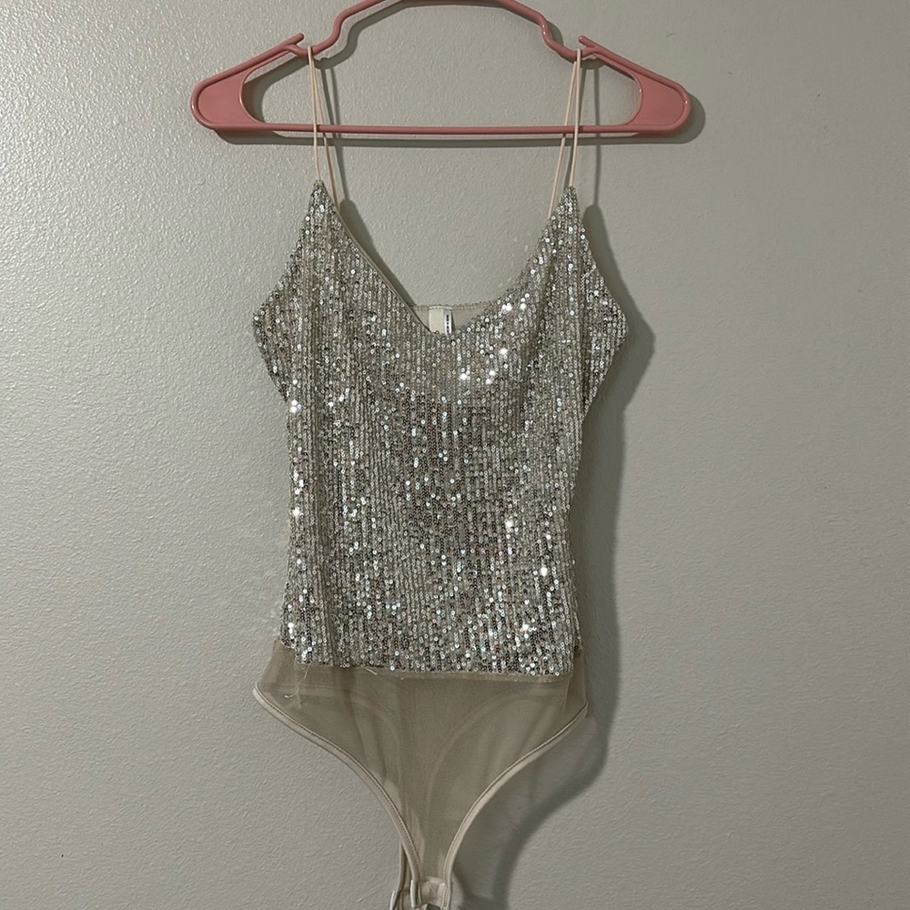 Sequin taupe bodysuit
